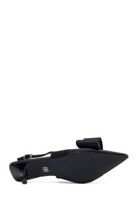 کفش زنانه مشکی پشت‌باز پاپیون‌دار پاشنه‌نازک دری مد