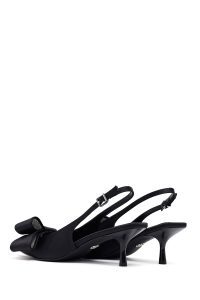 کفش زنانه مشکی پشت‌باز پاپیون‌دار پاشنه‌نازک دری مد