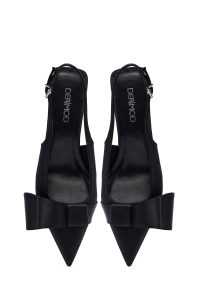 کفش زنانه مشکی پشت‌باز پاپیون‌دار پاشنه‌نازک دری مد