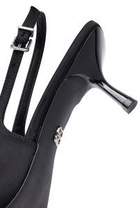 کفش زنانه مشکی پشت‌باز پاپیون‌دار پاشنه‌نازک دری مد