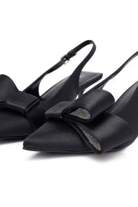 کفش زنانه مشکی پشت‌باز پاپیون‌دار پاشنه‌نازک دری مد