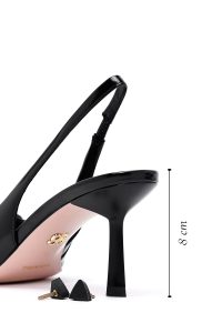 کفش زنانه مشکی چرم پاشنه نازک پشت باز دری مد