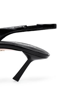 کفش زنانه مشکی چرم پاشنه نازک پشت باز دری مد