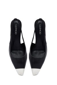 کفش زنانه مشکی چرم پاشنه نازک پشت باز دری مد