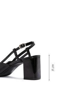 کفش زنانه مشکی چرم پاشنه‌دار پشت باز دری مد