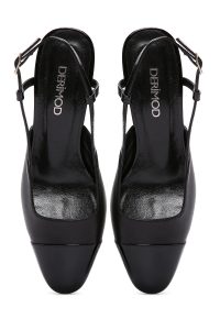 کفش زنانه مشکی چرم پاشنه‌دار پشت باز دری مد