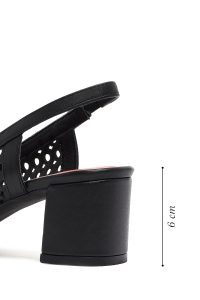 کفش زنانه مشکی چرم پاشنه‌ضخیم کوتاه پشت باز دری مد