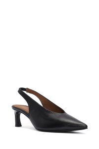 کفش زنانه مشکی چرم کش‌دار پشت باز پاشنه‌کوتاه دری مد