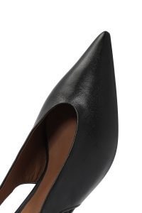 کفش زنانه مشکی چرم کش‌دار پشت باز پاشنه‌کوتاه دری مد