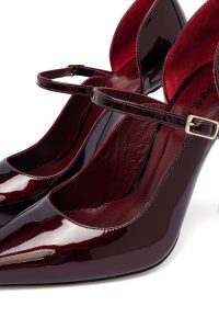 کفش زنانه ورنی زرشکی سگک‌دار پاشنه‌بلند نازک دری مد