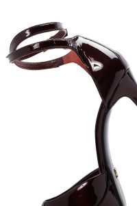 کفش زنانه ورنی زرشکی مچی سگک‌دار پاشنه‌بلند ضخیم دری مد