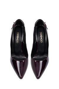 کفش زنانه ورنی زرشکی پاشنه‌نازک استیلتو دری مد