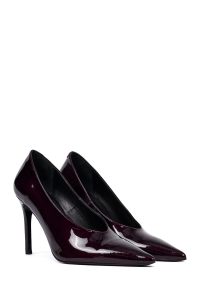 کفش زنانه ورنی زرشکی پاشنه‌نازک استیلتو دری مد