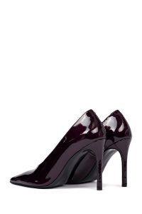 کفش زنانه ورنی زرشکی پاشنه‌نازک استیلتو دری مد