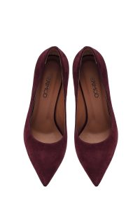 کفش زنانه ورنی زرشکی پاشنه‌نازک استیلتو دری مد