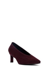 کفش زنانه ورنی زرشکی کوتاه پاشنه‌نازک استیلتو دری مد