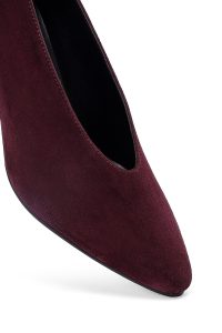 کفش زنانه ورنی زرشکی کوتاه پاشنه‌نازک استیلتو دری مد