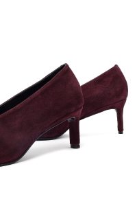 کفش زنانه ورنی زرشکی کوتاه پاشنه‌نازک استیلتو دری مد