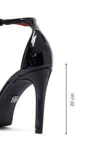 کفش زنانه ورنی مشکی پاشنه‌بلند نازک استیلتو مچی سگک‌دار دری مد