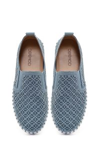 کفش زنانه پارچه‌ای آبی طرح‌دار راحتی دری مد