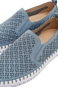 کفش زنانه پارچه‌ای آبی طرح‌دار راحتی دری مد