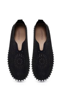 کفش زنانه پارچه‌ای مشکی راحتی دری مد