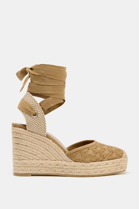 کفش زنانه پاشنه گیوه‌ای بافتنی زارا – ZARA