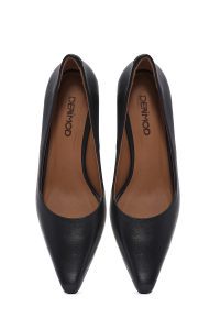 کفش زنانه پاشنه‌دار نازک چرم مشکی دری مد