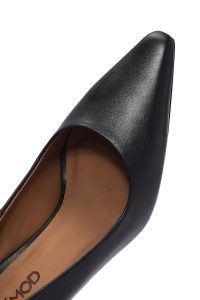 کفش زنانه پاشنه‌دار نازک چرم مشکی دری مد