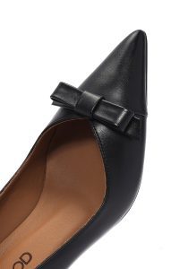 کفش زنانه پاشنه‌کوتاه نازک چرم مشکی دری مد