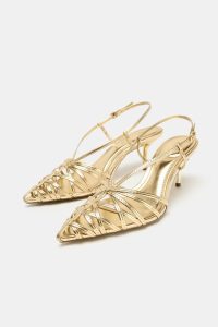 کفش زنانه پشت باز پاشنه‌دار متالیک‌نما زارا – ZARA
