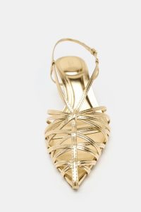 کفش زنانه پشت باز پاشنه‌دار متالیک‌نما زارا – ZARA