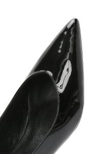 کفش زنانه پشت باز پاشنه‌کوتاه ورنی مشکی دری مد