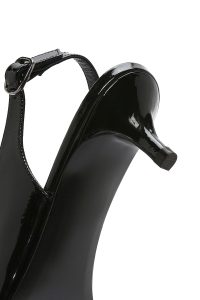 کفش زنانه پشت باز پاشنه‌کوتاه ورنی مشکی دری مد