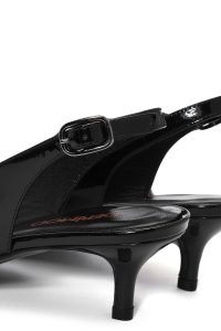 کفش زنانه پشت باز پاشنه‌کوتاه ورنی مشکی دری مد