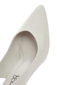 کفش زنانه چرم بژ پشت‌باز پاشنه‌کوتاه ضخیم دری مد