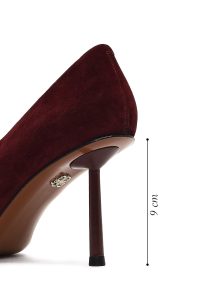 کفش زنانه چرم جیر زرشکی پاشنه‌نازک استیلتو دری مد