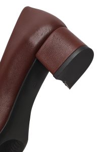 کفش زنانه چرم زرشکی پاشنه‌بلند ضخیم دری مد