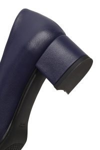 کفش زنانه چرم سرمه‌ای پاشنه‌بلند ضخیم دری مد