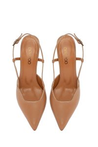 کفش زنانه چرم صورتی پشت‌باز پاشنه‌دار دری مد