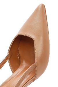 کفش زنانه چرم صورتی پشت‌باز پاشنه‌دار دری مد