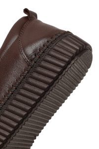 کفش زنانه چرم قهوه‌ای لژدار راحتی دری مد