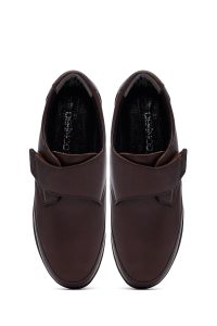 کفش زنانه چرم قهوه‌ای لژدار راحتی دری مد