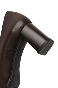 کفش زنانه چرم قهوه‌ای پاشنه‌بلند ضخیم دری مد