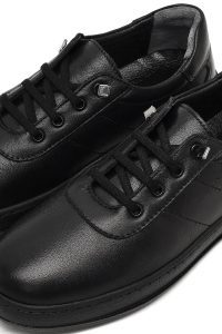 کفش زنانه چرم مشکی بندی راحتی دری مد