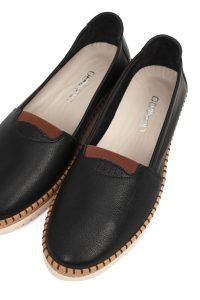 کفش زنانه چرم مشکی لژدار راحتی دری مد