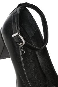 کفش زنانه چرم مشکی مچی سگک‌دار پاشنه‌کوتاه ضخیم دری مد