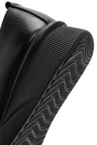 کفش زنانه چرم مشکی نگین‌دار لژدار راحتی دری مد