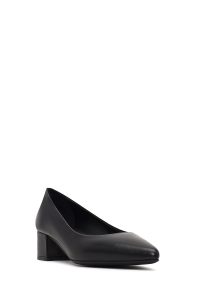 کفش زنانه چرم مشکی پاشنه‌بلند ضخیم دری مد