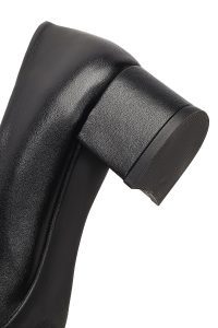 کفش زنانه چرم مشکی پاشنه‌بلند ضخیم دری مد